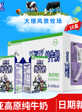 【绿色食品】欧亚高原全脂纯牛奶250g*16盒/箱早餐大理牛奶整箱