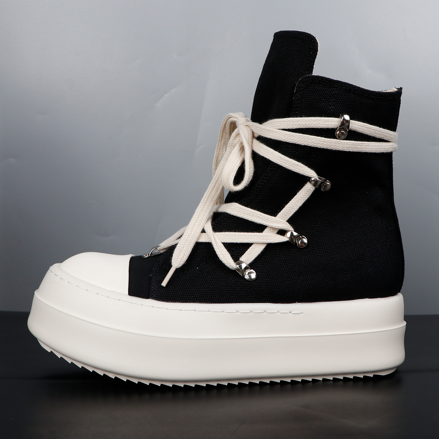 夏秋季帆布RO高帮鞋子男厚底增高女百搭休闲情侣潮板经典新五芒星