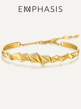 EMPHASIS艾斐诗「冠」系列黄金足金高光金钻石手镯95097K