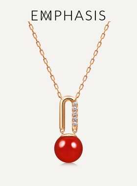 EMPHASIS艾斐诗「宇」系列18K玫瑰金红玉髓钻石项链94641N