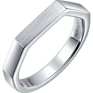 EMPHASIS艾斐诗「冠」系列18K金白金素圈粗身戒指指环93005R