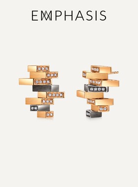 EMPHASIS艾斐诗「冠」系列18K金几何钻石耳钉93895E