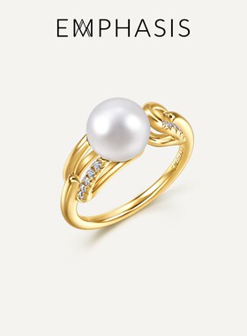 EMPHASIS艾斐诗「宇」系列18K黄色黄金珍珠钻石戒指96105R