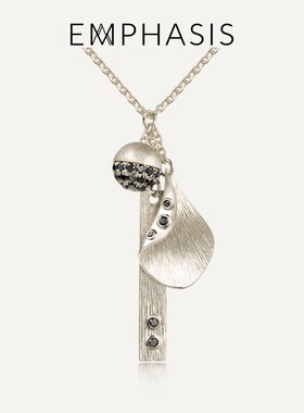 EMPHASIS艾斐诗「融」系列丝锻合金极简圆球黑钻石项链90553N