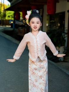 西双版纳傣族服东南亚风格服饰清新小娘惹款式儿童演出服南洋风情