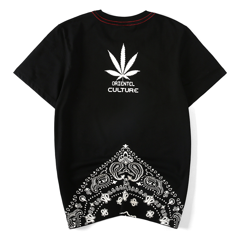 夏装新款潮牌短袖t恤男潮流韩版腰果花宽松大码衣服体恤纯棉半袖