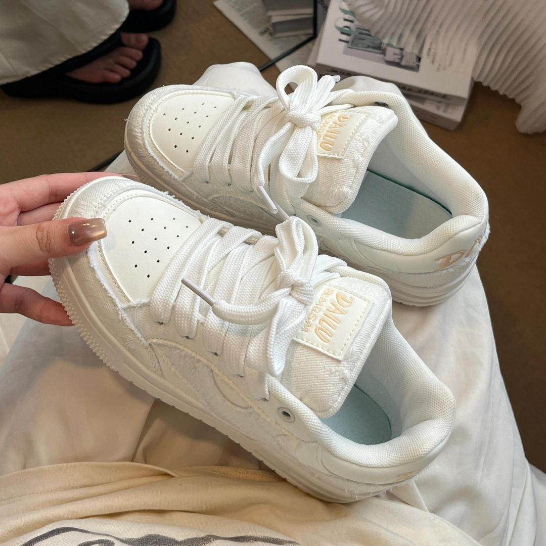 厚度面包鞋子ins潮流夏季复古新款学生百搭女增高小白鞋休闲板鞋
