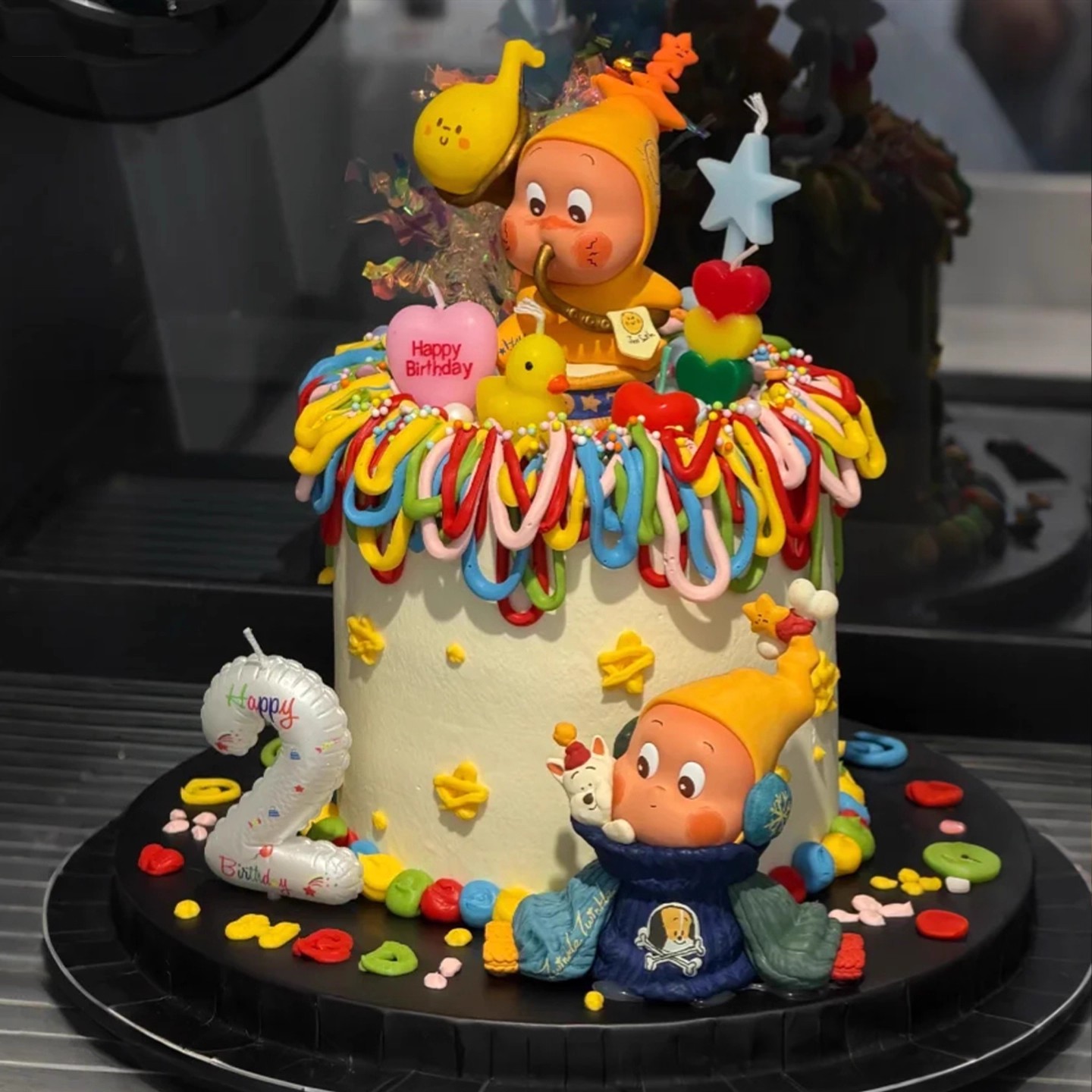 网红星星人蛋糕装饰摆件儿童男孩女孩许愿蜡烛生日甜品台原创插件