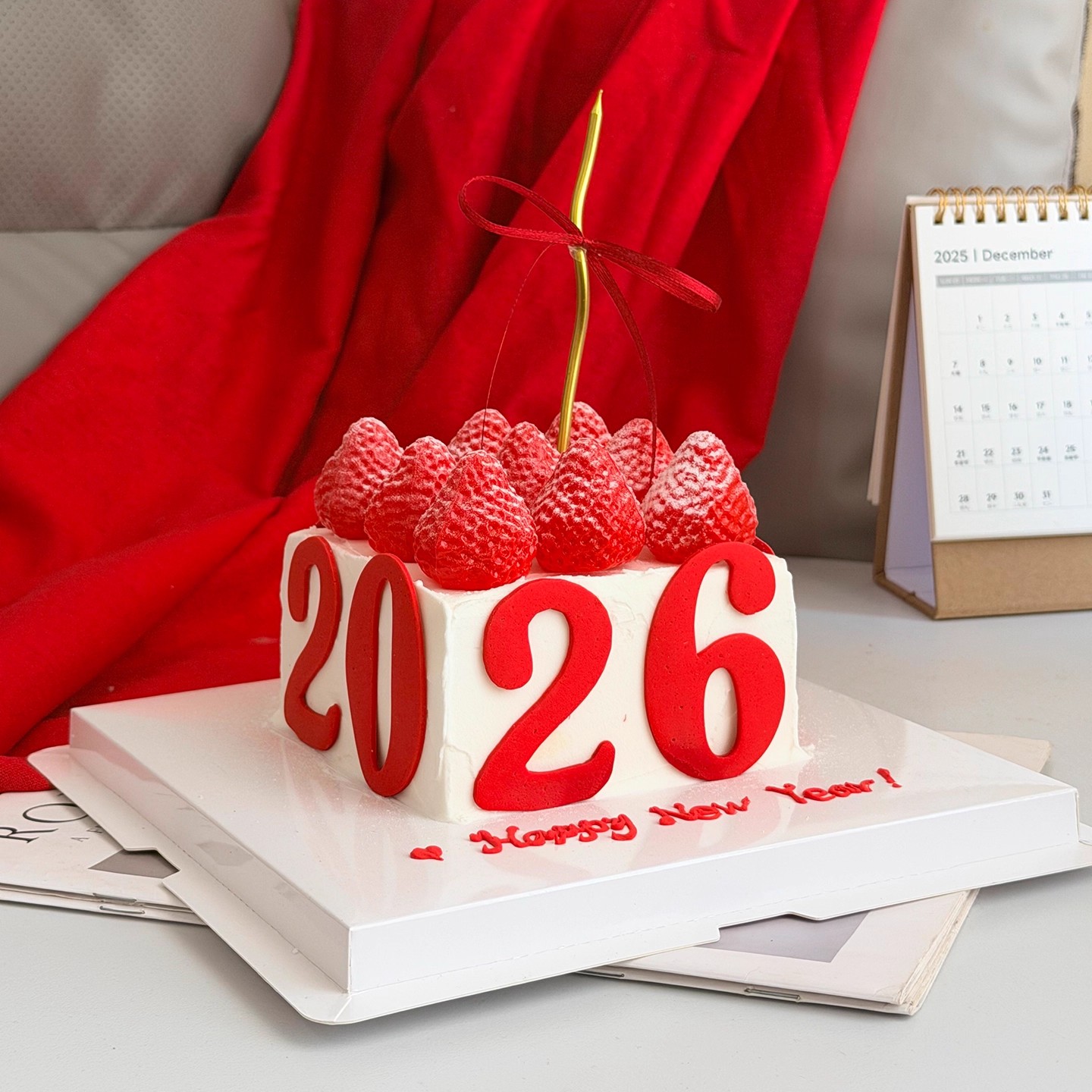 2026春节新年数字翻糖刻字切模草莓蛋糕装饰元旦马年蜡烛甜品插件