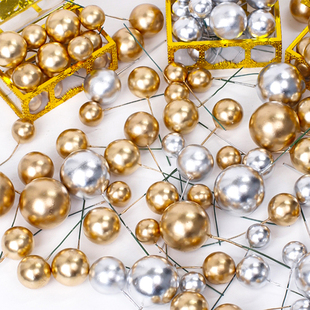 金球银球蛋糕装饰ins冷淡风 金色球球蛋糕装饰插件摆件装饰配件