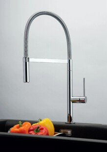 PT331C【意大利进口弹簧高抛抽拉带花洒铜镀铬】弗兰卡厨房龙头