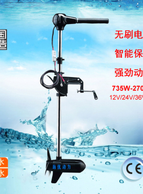 路亚钓鱼船用无刷电动推进器马达舷外机挂机12V24V36V48V无级变速