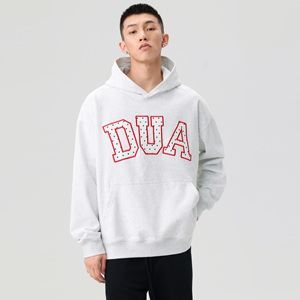 DUAMIN波点印花贴布国潮情侣男女宽松圆领套头连帽卫衣