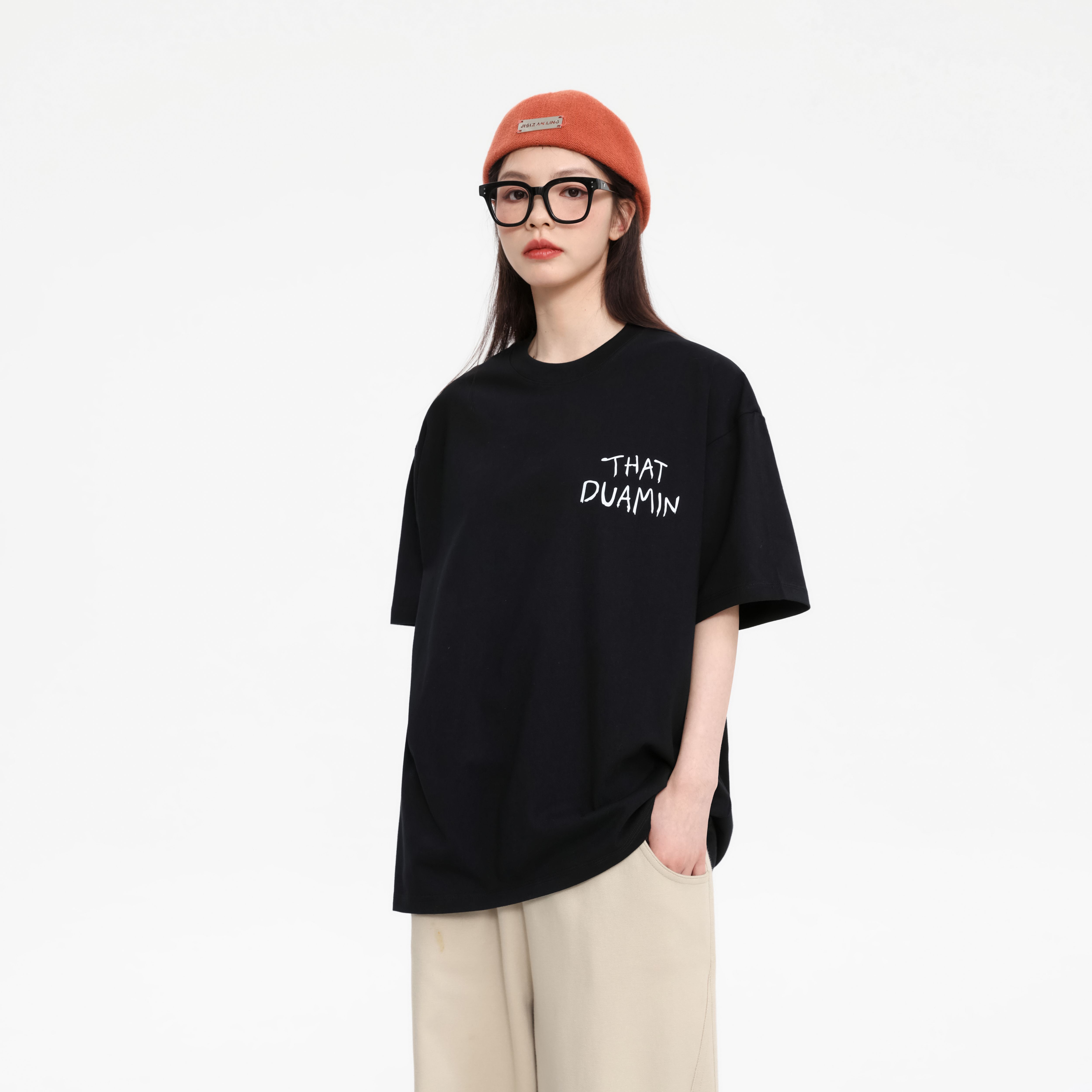 DUAMIN弹幕印花纯棉短袖