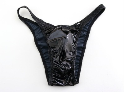 新款男士三角内裤男生时尚皮内裤男性感透气低腰亮皮裤衩囊袋裤头