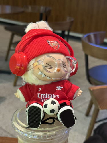 17cm拉布布搪胶挂件盲盒labubu足球队服卫衣T恤定制V1V2阿森纳