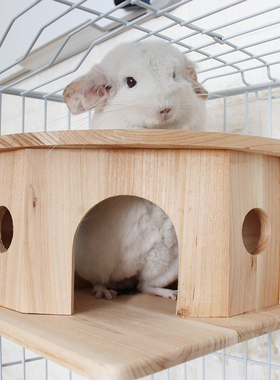 达洋R5R6龙猫笼子专用木窝木房子躲避窝天然脱脂杉木耐啃咬易打扫