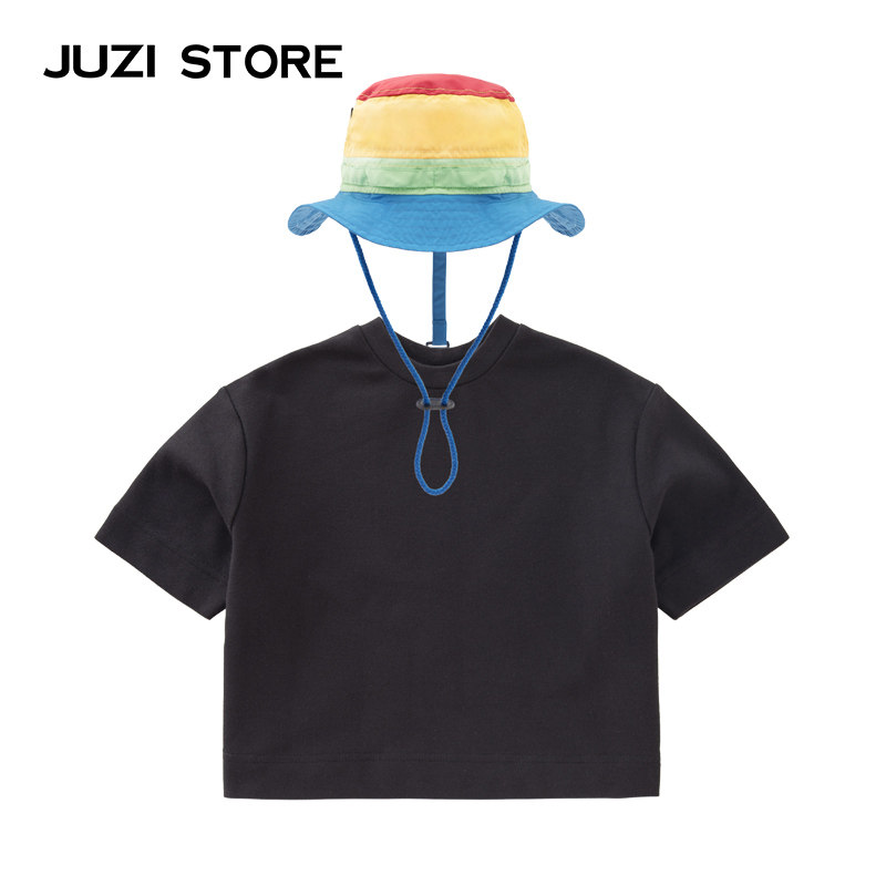 JUZI STORE童装纯棉珠地帽子两件上装短袖T恤中性男童女童1933601,童装/婴儿装/亲子装,T恤,淘宝优惠券,粉丝福利购,淘宝优惠卷