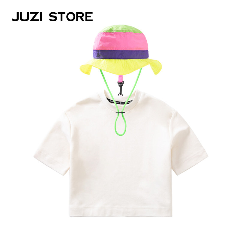 JUZI STORE童装夏季珠地防晒帽子上装短袖T恤两件男女童1125104