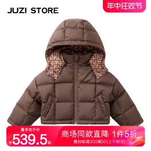 JUZI 外套男童女童1241403 加厚羽绒服方格复古老花上装 STORE童装