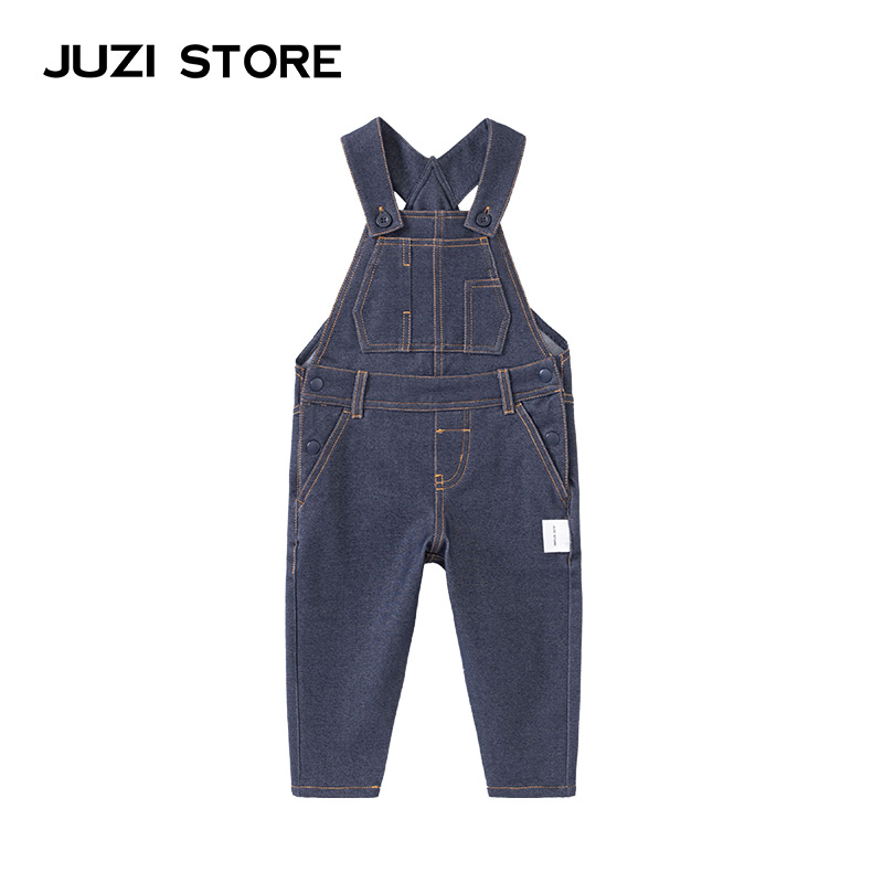 JUZI STORE童装针织牛仔基本款背带裤中性男童女童1930