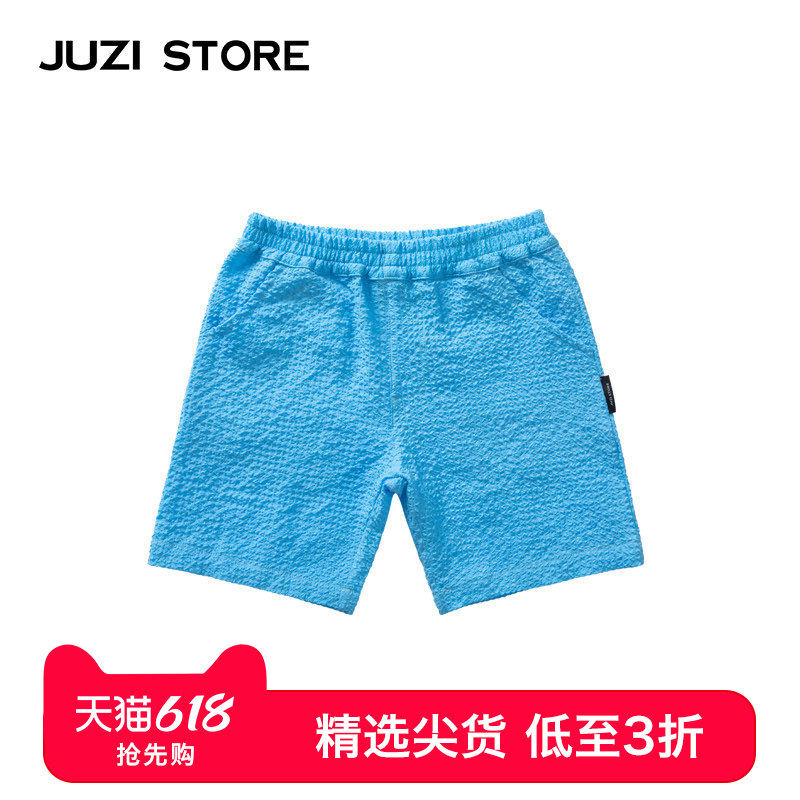 JUZI STORE童装涤纶泡泡纱下装宽松沙滩短裤中性男童女童1