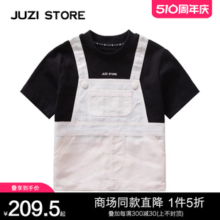 JUZI 记忆横纹假两件拼接连衣裙背带裙女童1136201 夏季 STORE童装