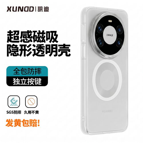 适用华为透明磁吸超薄防摔后壳