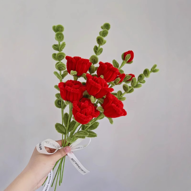 三八妇女节送妈妈母亲礼物扭扭棒花束手工diy永生仿真玫瑰花手工