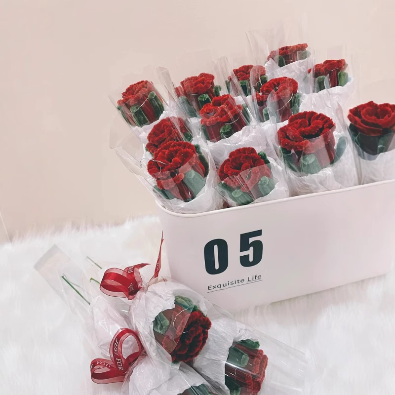 三八妇女节送妈妈母亲礼物扭扭棒花束手工diy永生仿真玫瑰花手工