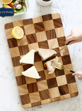 泰国lcliving相思木砧板实木棋盘格切菜板水果辅食案板防霉菜板