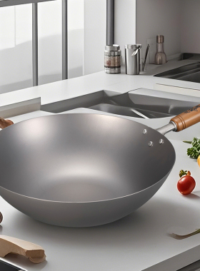 日本进口Summit铁锅窒化老式超轻炒菜锅通用熟铁锅无涂层家用炒锅