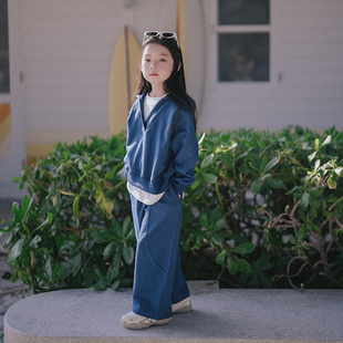 两件套中大童卫衣休闲套装 春季 潮 女童2026新款 PISELLI史豌豆童装