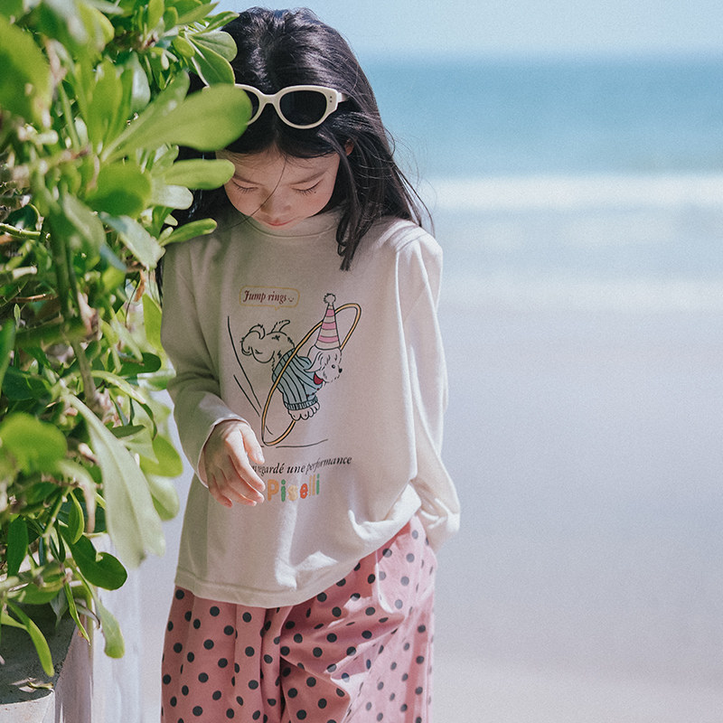 PISELLI史豌豆童装女童2026春夏新款长袖T恤中大童轻薄洋气打底衫