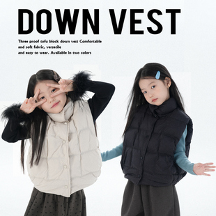 【豆腐块】PISELLI史豌豆女童2025新款冬季保暖三防羽绒马甲外套