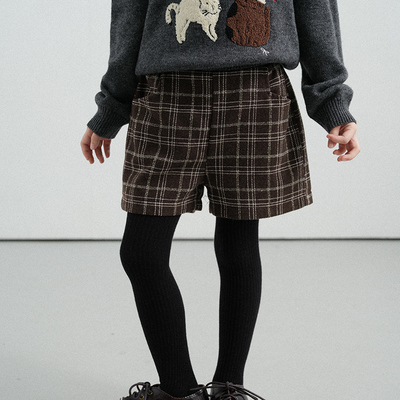 四季搭配毛呢格子中裤