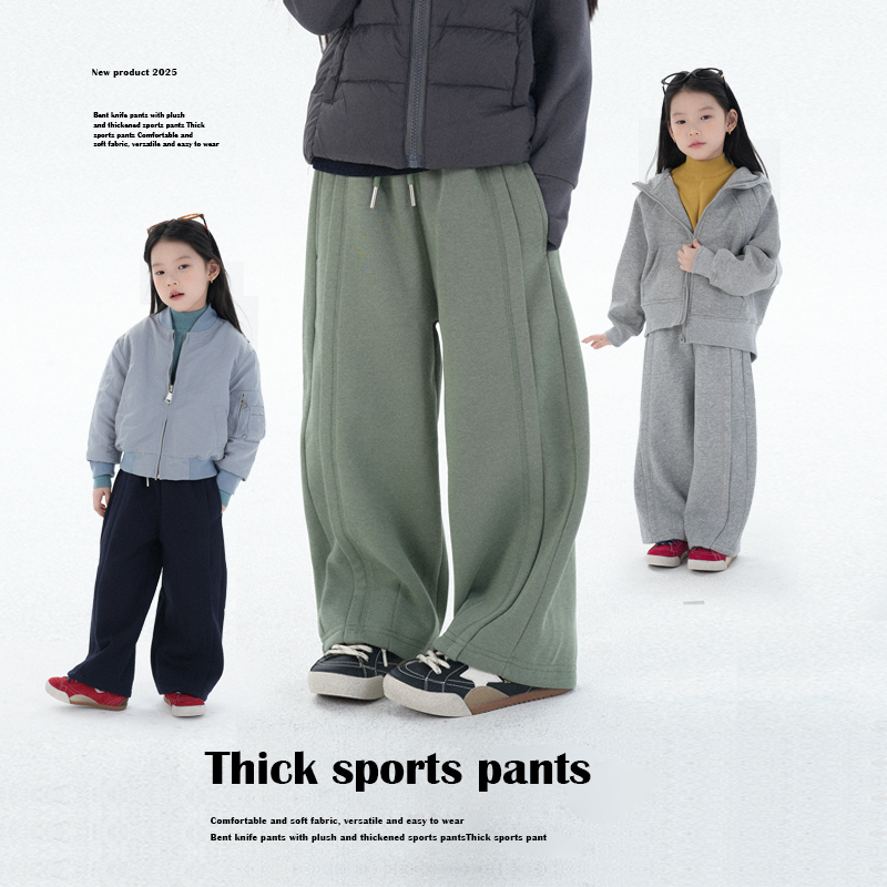 弯刀裤型加绒加厚运动裤