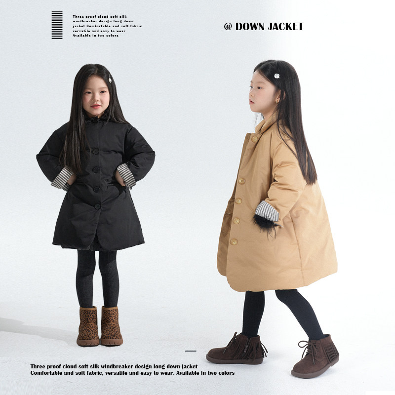 PISELLI史豌豆女童2025新款冬季羽绒服儿童三防风衣设计长款外套,童装/婴儿装/亲子装,羽绒服,淘宝优惠券,粉丝福利购,淘宝优惠卷