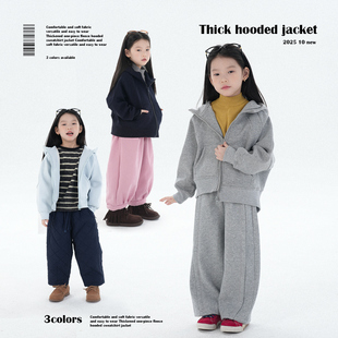 PISELLI史豌豆女童加厚一体绒保暖卫衣儿童冬季新款休闲连帽外套