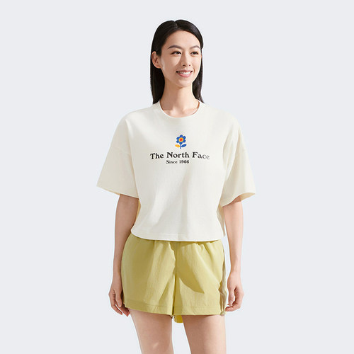 北面女户外纯棉短款圆领短袖T恤