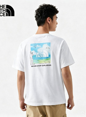 TheNorthFace26春夏新款北面男户外纯棉圆领印花透气短袖T恤8GVZ