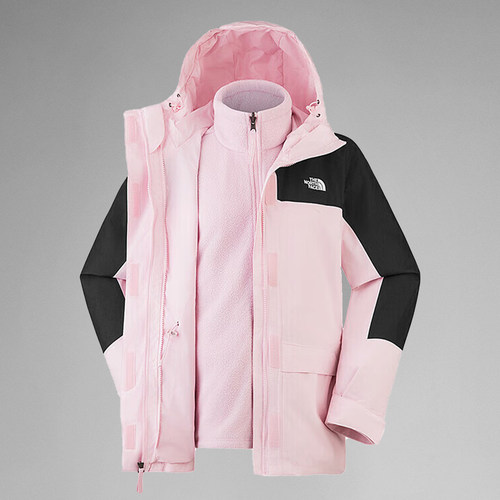 北面冲锋衣女经典防水抓绒三合一