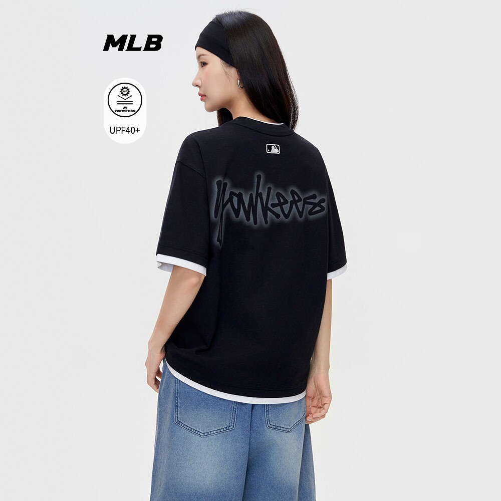 MLB男女街头涂鸦防晒纯棉短袖T恤图片