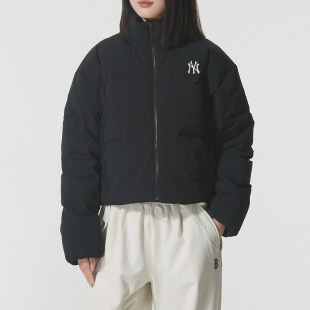MLB女款羽绒服25新款NY小标纯色短款立领休闲棉羽外套3FDJB0456
