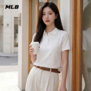 MLB情侣短袖26新款男女NY小标刺绣POLO衫凉感休闲T恤3APQB0163