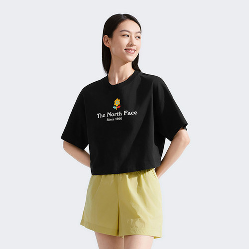 北面女户外纯棉短款圆领短袖T恤