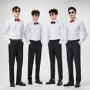白衬衫 礼服兄弟团衣服男西服结婚春秋季 婚礼衬衣西装 伴郎服兄弟装