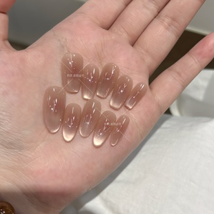 冰透梅子冻晕染纯手工猫眼渐变高品质显白纯手工美甲 乌梅子酱