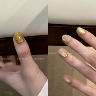 【A金鱼油/橄榄油】高品质金色玻璃珠猫眼纯手工穿戴甲显白高级感