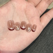 高品质复古酒红猫眼法式 A梅渍甜酒 纯手工穿戴甲显白美甲成品